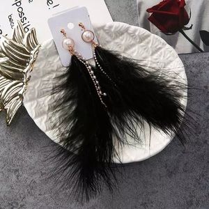 New!! Feather, rhinestone, pearl, earrings!!